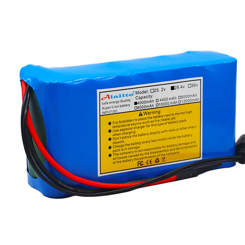 Большая емкость 24V 4Ah 7S2P 18650 батарея литий ионный аккумулятор 29 4 v 4000mAh