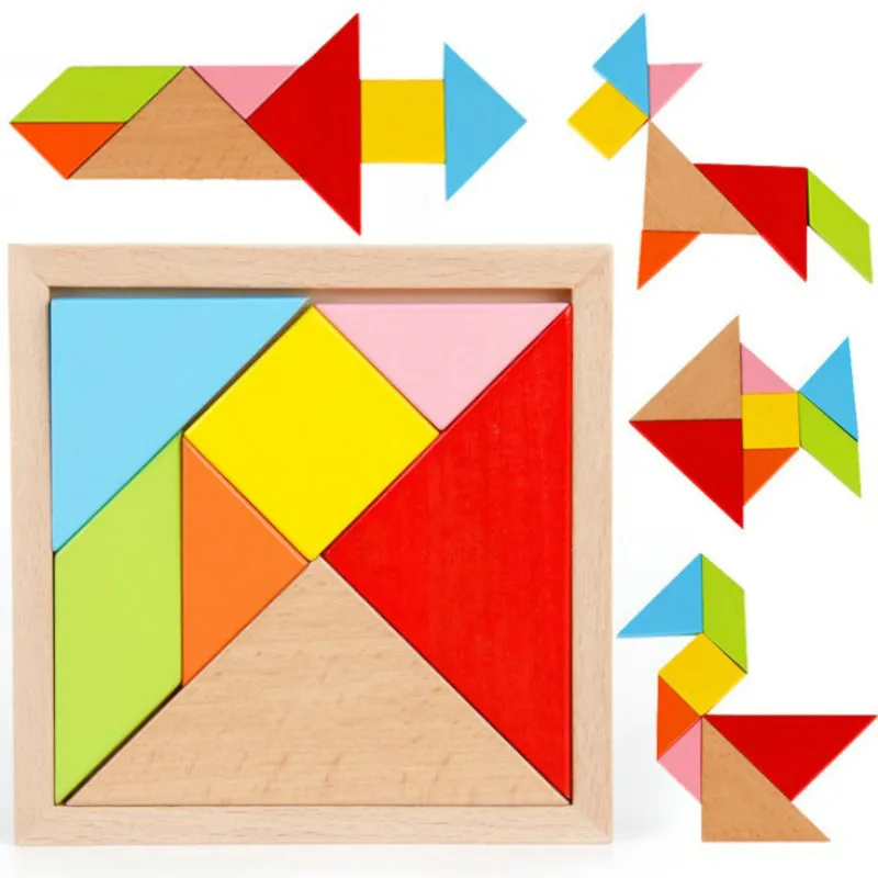 

7 Shapes Children Educational Toy Colorful Wooden Puzzle Tangram Building Blocks Puzzles For Kids Toys