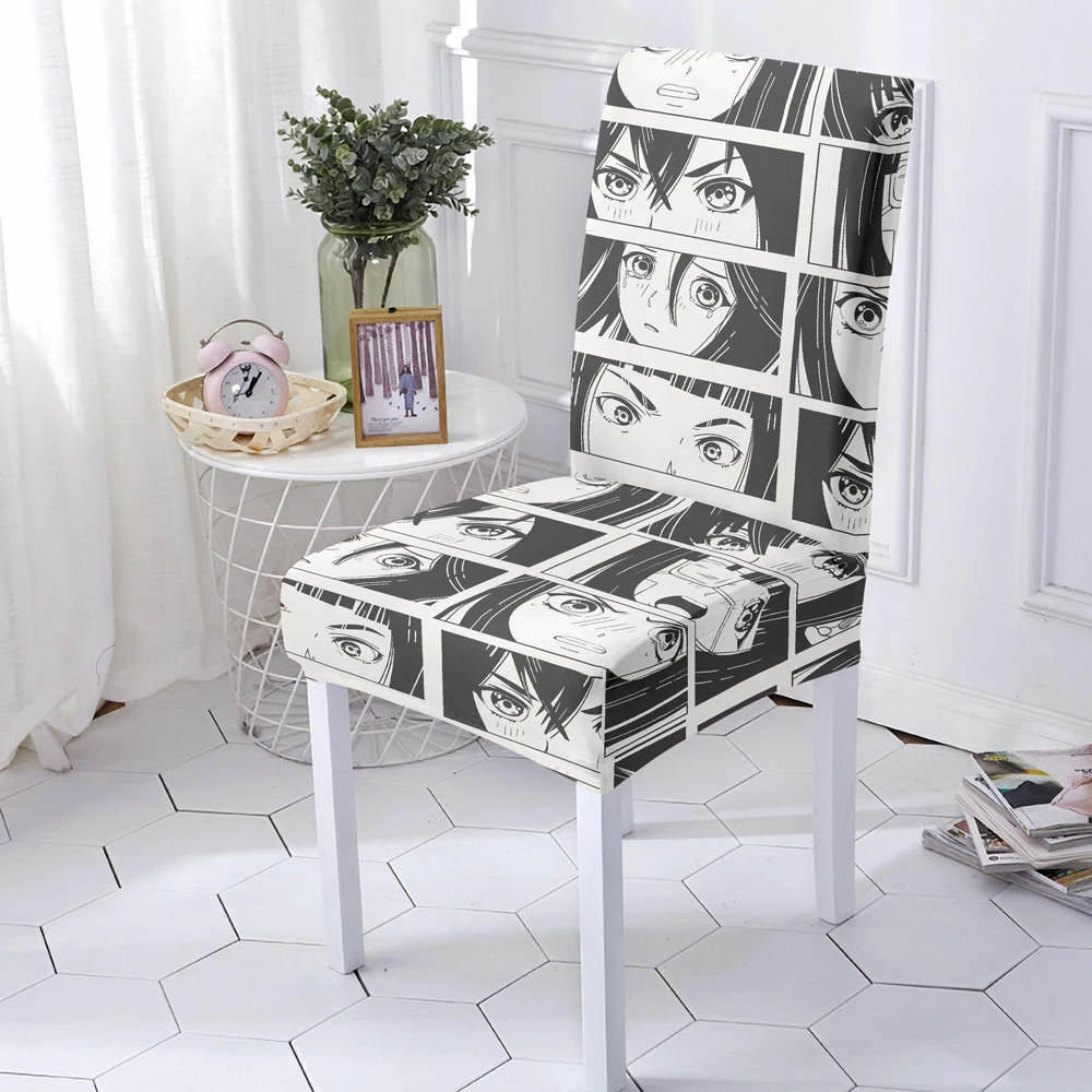 

Comic Chair Covers Stretch Spandex Chair Seat Cover Removable Elastic Chair Slipcover Case for Dining Room Party Hotel Banquet