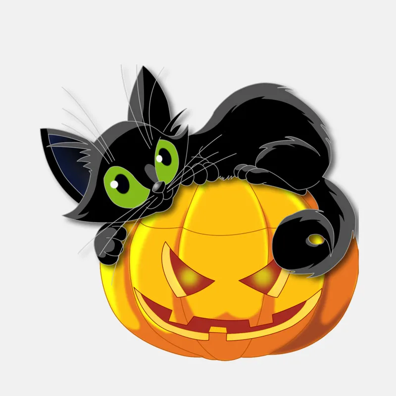 

Interesting Witch Cat Pumpkin Halloween Car Stickers Decals Waterproof Windshield Decals PVC 14cm X 14cm