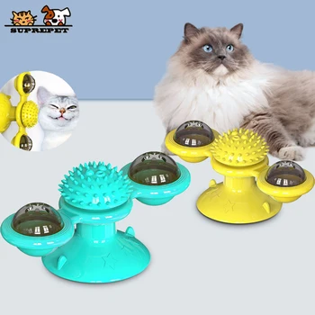 

SUPREPET Pet Toy Cat Toys Interactive Cat Toy Puzzle Kitten Windwill Cat Suction Cup Toothbrush Scratch Hair Cat Supplies