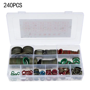 

240pcs High Press Hydralic Rubber Oil Pipe Seal Gasket NBR Metal Seal Ring Assortment Kits