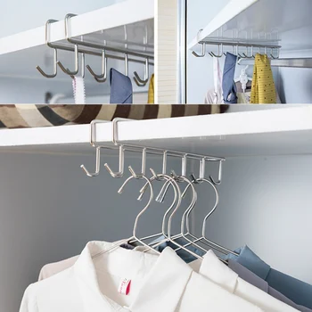 

2 PCS Kitchen Organizer Storage Rack Cupboard Under-Cabinet Hanger Practical Under Shelf Cup Mug Hangers Closet Storage Rack2