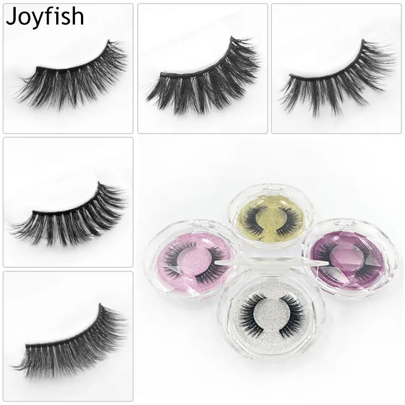 

3D Mink Lashes Natural Long Mink Hair Lashes False Eyelashes Lashes Extension Diamond Transparent Round Box Packaging