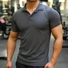 Men Sport Training Ice silk summer Polo T-shirt Short Sleeve Male Casual Quick dry Gym Running Fitness Slim Tees Tops Clothing 1