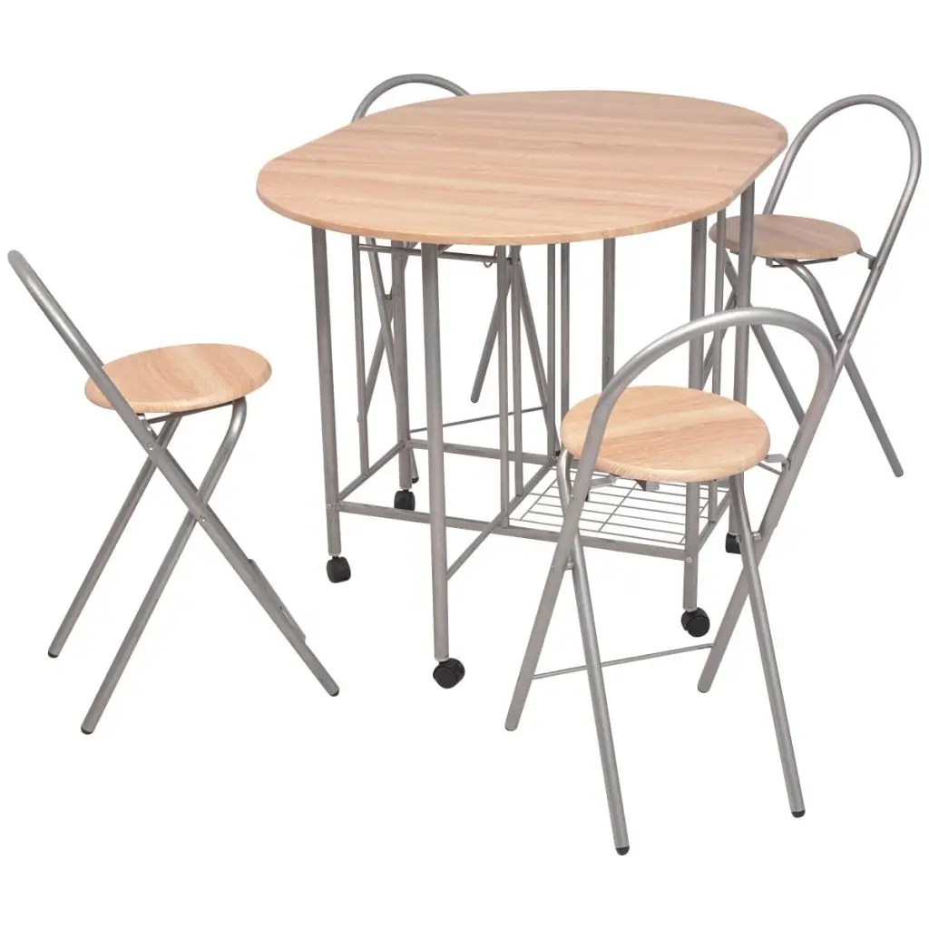 

Modern Dining Room Table Set VidaXL MDF 5-piece Folding Dining Set High Quality Folding Table and Folding Chairs Enlarge Space