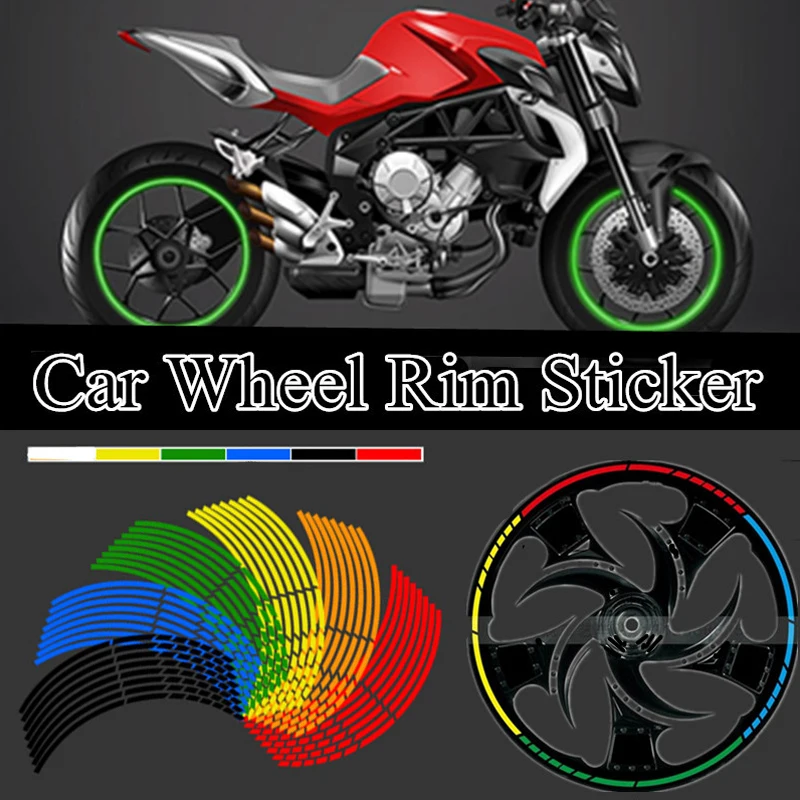 

16 Pcs 17 18 Inches Strips Motorcycle Wheel Breakpoint Tire Stickers Warning Decal Sticker Car For Motorcycle Car Accessories