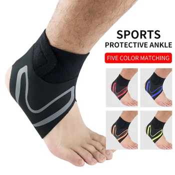 1Pcs 3D Onder Druk Veiligheid Enkel Ondersteuning Gym Running Bescherming Voet Bandage Elastische Enkelbrace Protector Met Riem Riem