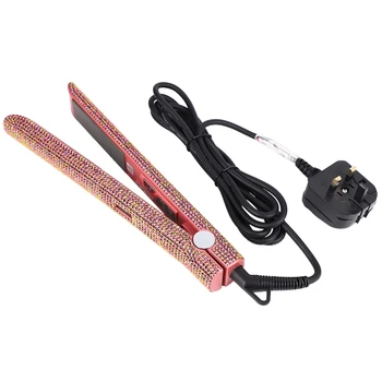 

Rose Gold Hand Made Sparkling Crystal Diamond Rhinestone Lcd Digital Display Flat Iron Crystal Gems Titanium Hair Straightener(U