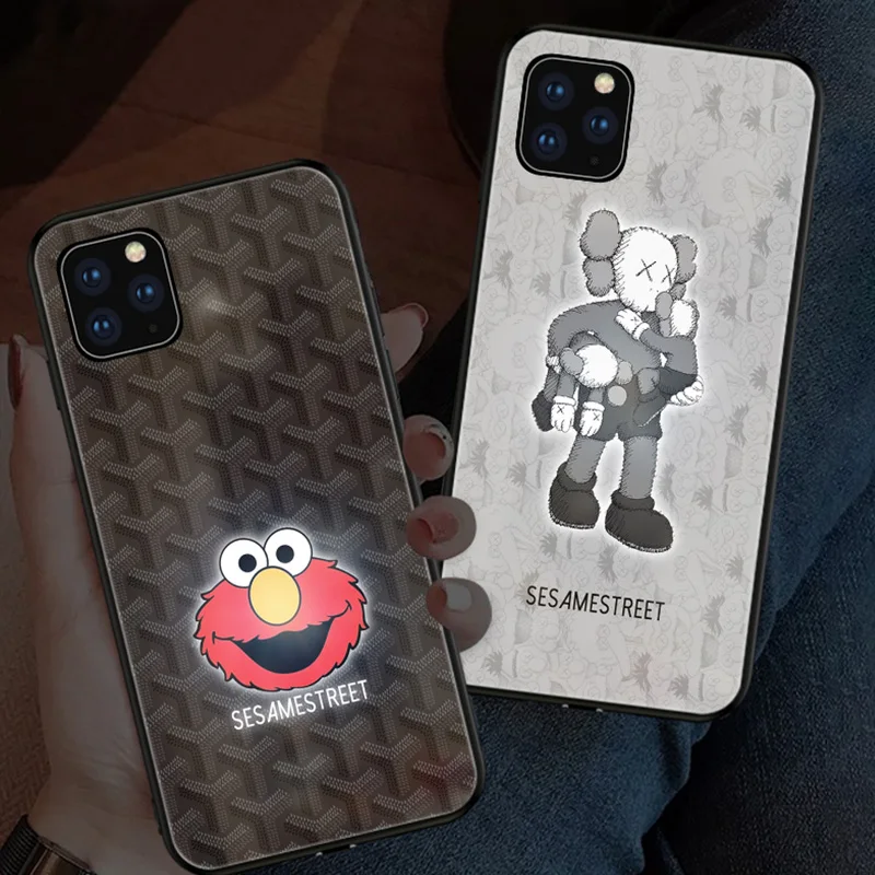 

Smart Led Glow Case For iPhone 11 Pro Case Mofi For iPhone 11 Max Case Cute sesame street Character Patterned Glass shell