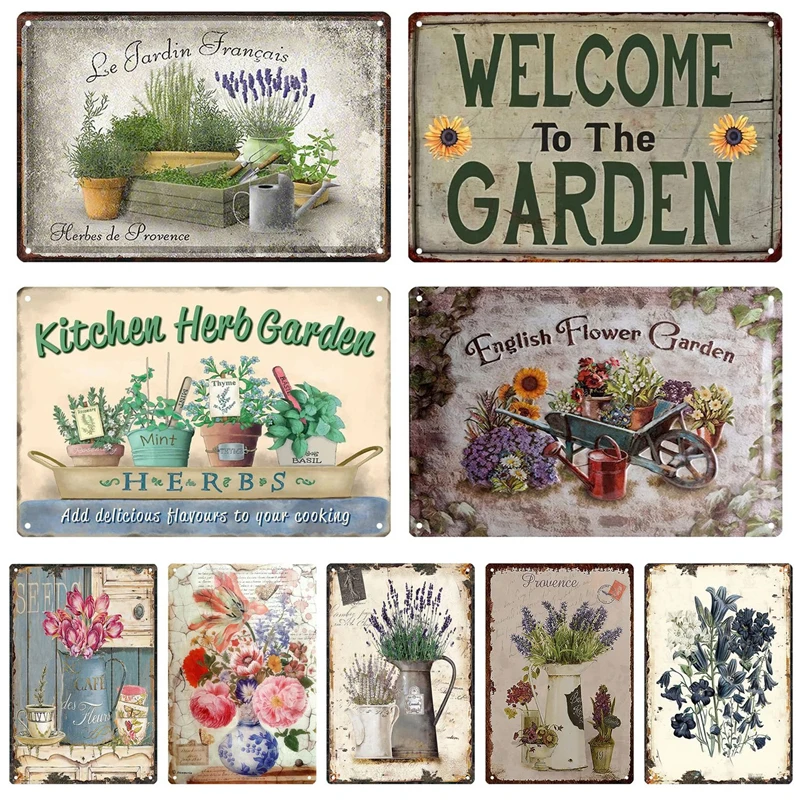Metal Wall Signs Garden Retro Tin Sign Poster Vintage Wall Poster Decorative Wall Plate Kitchen Plaque Vintage Decor Accessories