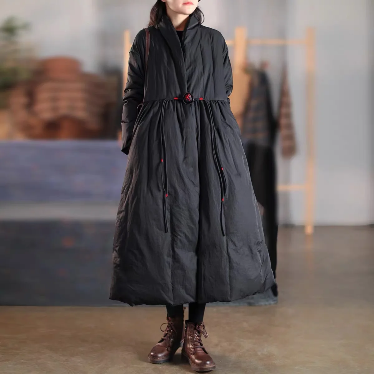 Johnature-abrigos Vintage de pato blanco para mujer, retales con botones, ropa femenina de Color sólido, abrigos cálidos e informales de pato, Invierno 2020