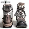 Top Quality Designer Vintage Cowhide Mens Ankle Boots Canvas Patchwork Genuine Leather Lace Up Breathable Casual Cargo Boots ► Photo 1/6