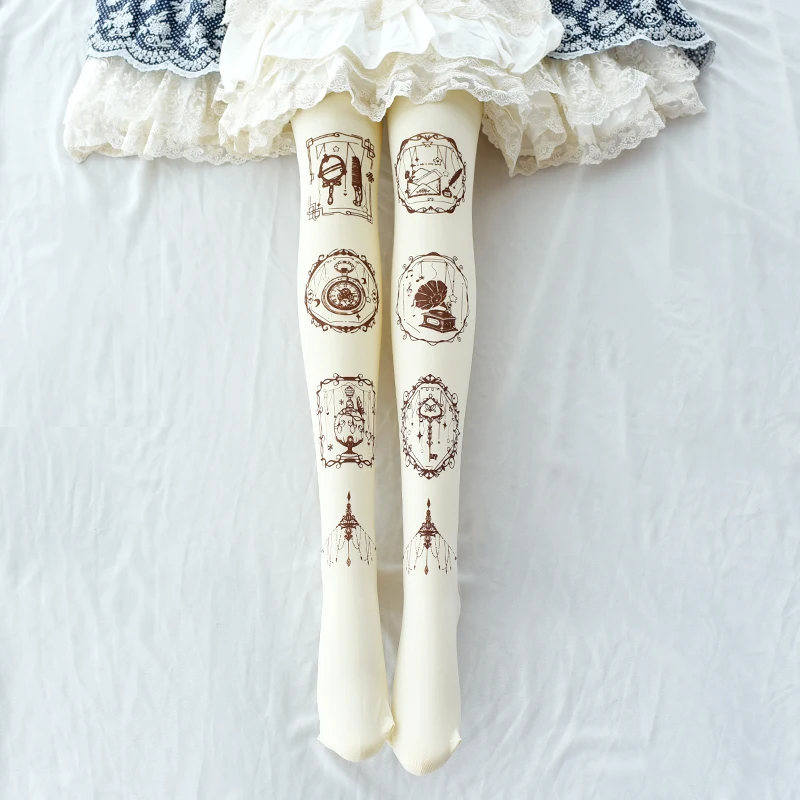 

Original Japanese sweet bottoming socks Lolita print soft sister pantyhose cute girl style