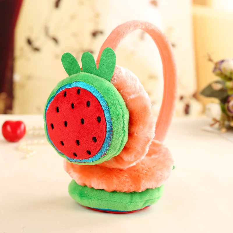 Детские наушники с фруктами для мальчиков и девочек в корейском японском стиле, милые плюшевые осенне-зимние утепленные наушники высокого качества - Цвет: watermelon