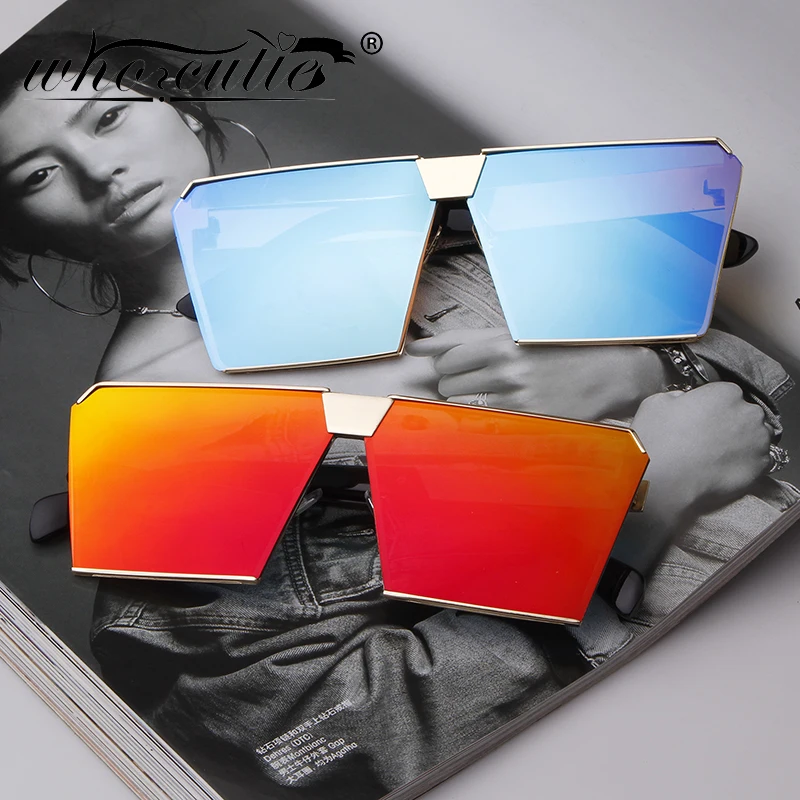 Vintage Oversized Steampunk Mirror Lens Sunglasses – Metal Flat Top Unisex Shades
