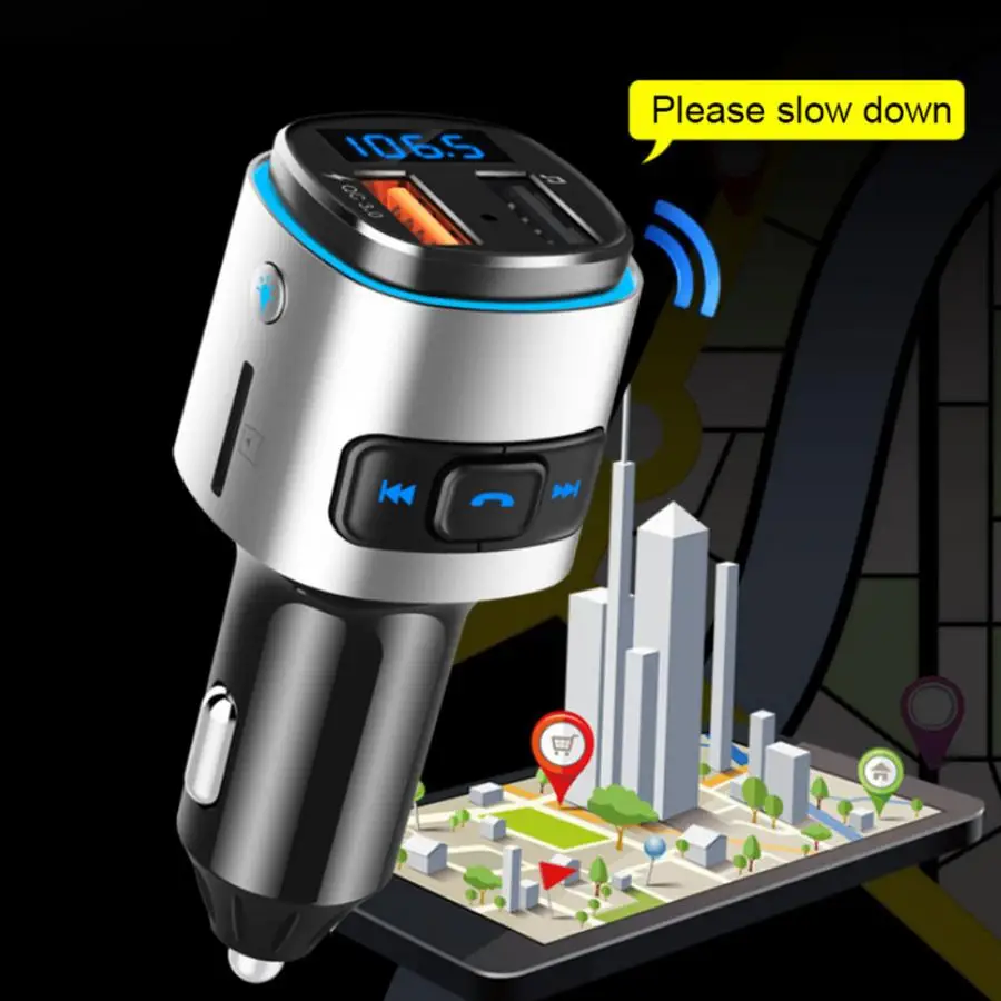 Автомобильный Bluetooth MP3 динамик громкой навигации fm-передатчик атмосфера мигающая лампа mp3-плеер автомобиля