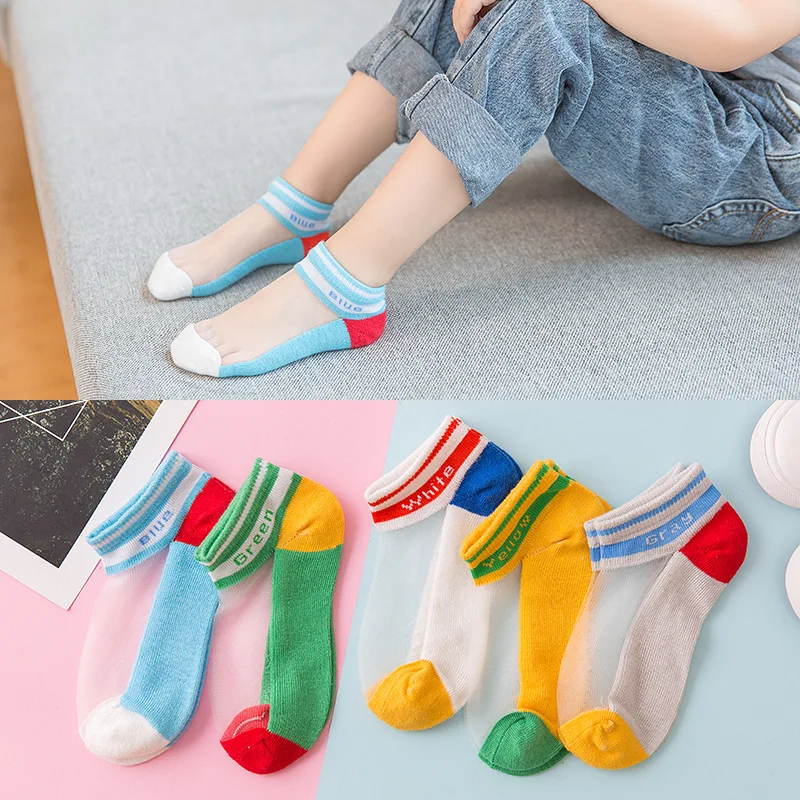 babysocks008 5 шт., детские носки новые летние ультра-тонкие дышащие носки-подследники из чистого хлопка с кристаллами Детские неглубокие носки - Цвет: babysocks008