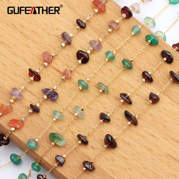 

GUFEATHER C44,jewelry accessories,18k gold plated,0.3 microns,natural stone,jewelry making,chain necklace,diy necklace,1m/lot