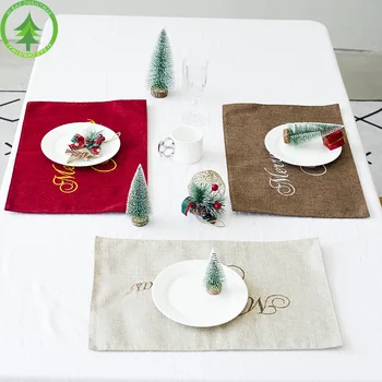

Fabric Linen Napkin Reusable Breakfast Placemats Christmas Decorations Table Towel Embroidery Table Napkins Specification 30*45
