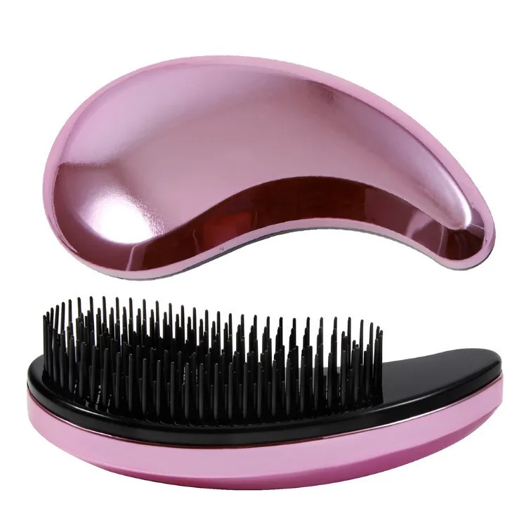 

1pc Magic Anti-static hair brush handle tangle detangling comb shower electroplating Massage comb Hairdressing tool wholesale