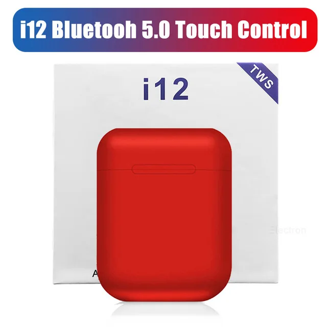i12 matte red i12 TWS беспроводные Bluetooth наушники Hi-Fi стерео гарнитуры Спортивные Беспроводные наушники pk i11 i20 i30 tws i60 i80 tws i200 tws - Цвет: i12 matte red