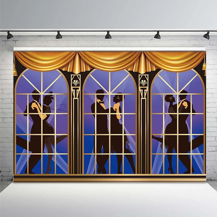 Grande Gatsby Background Retro Ruaring 20s 1920s Arte Baile de Formatura Dança Feliz Aniversário Decoração da Festa de Casamento Fundo do Vintage o