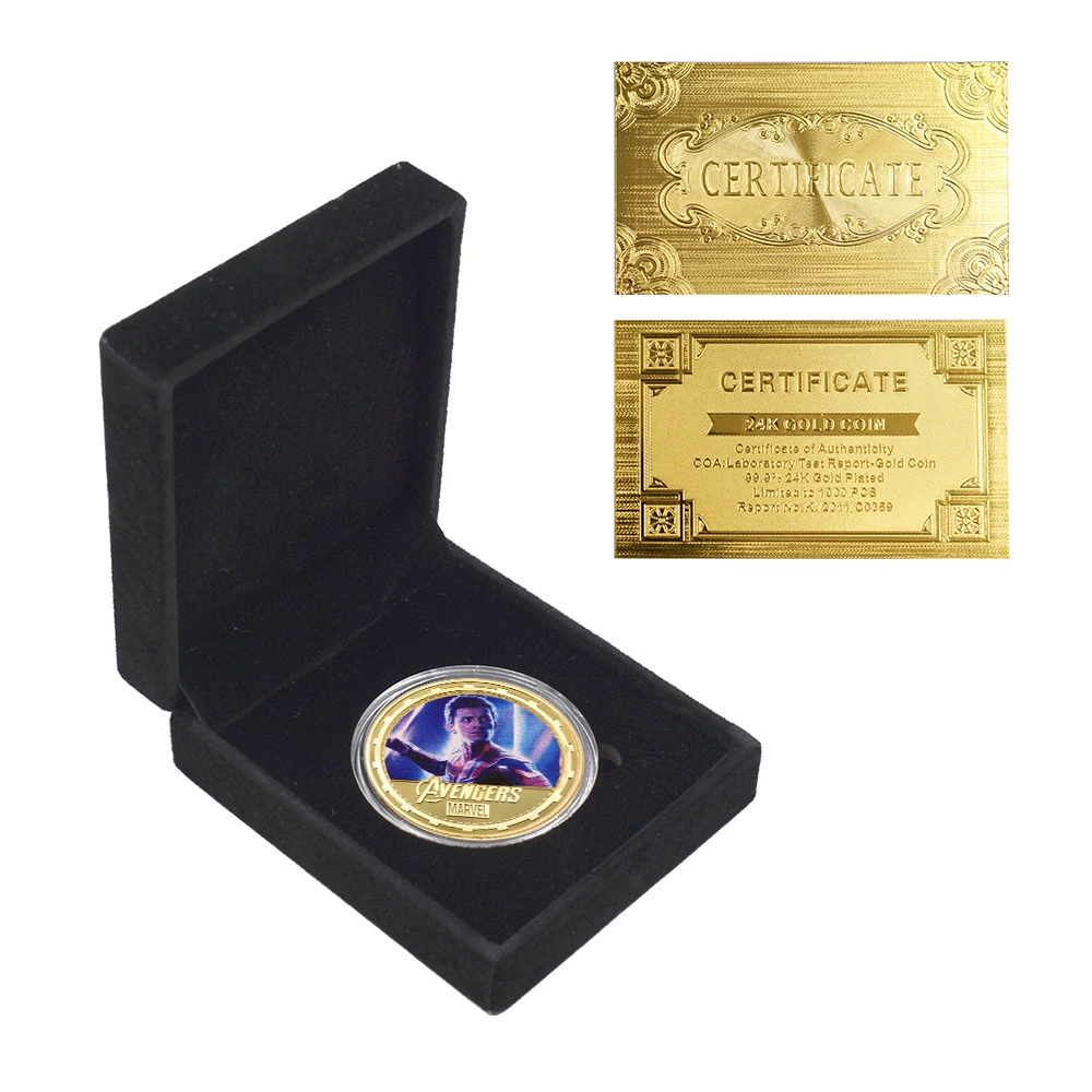 

Coins Collectibles Gold Coin Avengers Super Hero Spider-Man Challenge Coin with Box Gifts for The New Year