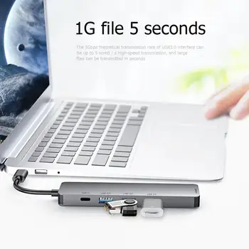 

Portable Laptop Docking Stations Aluminum Alloy Housing Extension Dock Type-C to USB-C 3 USB3.0 HDMI PD Converter Splitter