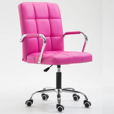 pink leather Офисная мебель, регулируемое по высоте вращающееся компьютерное кресло, подлокотник с кожаной подкладкой, эргономичное офисное кресло - Цвет: pink leather