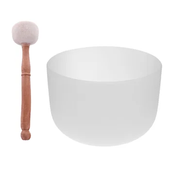 

Crystal Singing Bowl F Note for Heart Meditation 8 Inch White+ Felted Mallet
