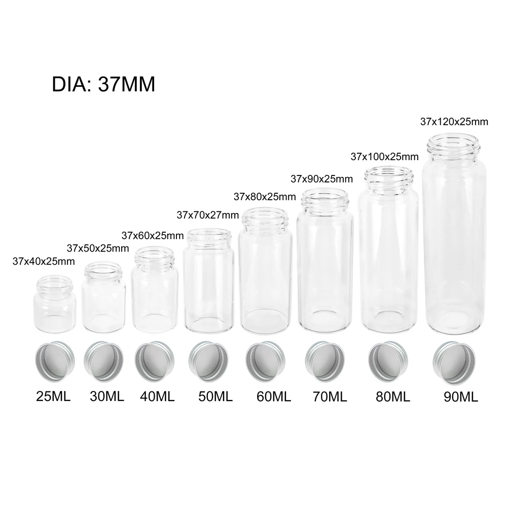 6PC 25ml 30ml 40ml 50ml 60ml 70ml 80ml 90ml Mini Glass Clear Bottle 6pc-25ml-30ml-40ml-50ml-60ml-70ml-80ml-90ml-mini-glass-clear-bottle