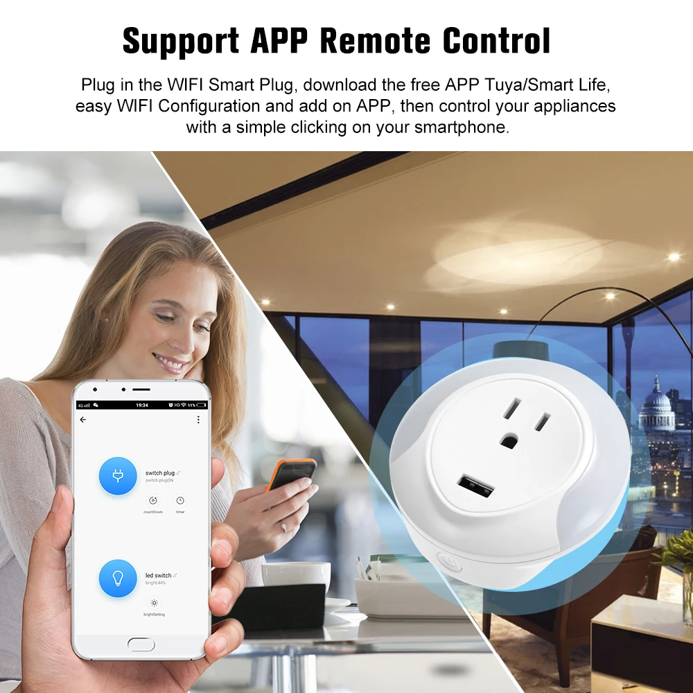 Мини Смарт Wi-Fi розетка светодиодный ночник usb зарядный порт wifi умный разъём ПДУ Голосовое управление для Alexa Google Home
