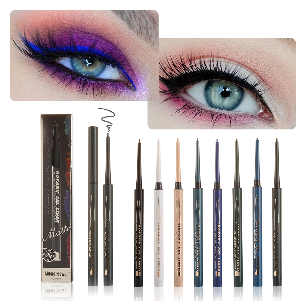 1 шт., супер тонкий матовый гелевый карандаш для глаз, натуральный стойкий водонепроницаемый цветной пигмент, автоматический поворот, инструменты для макияжа глаз