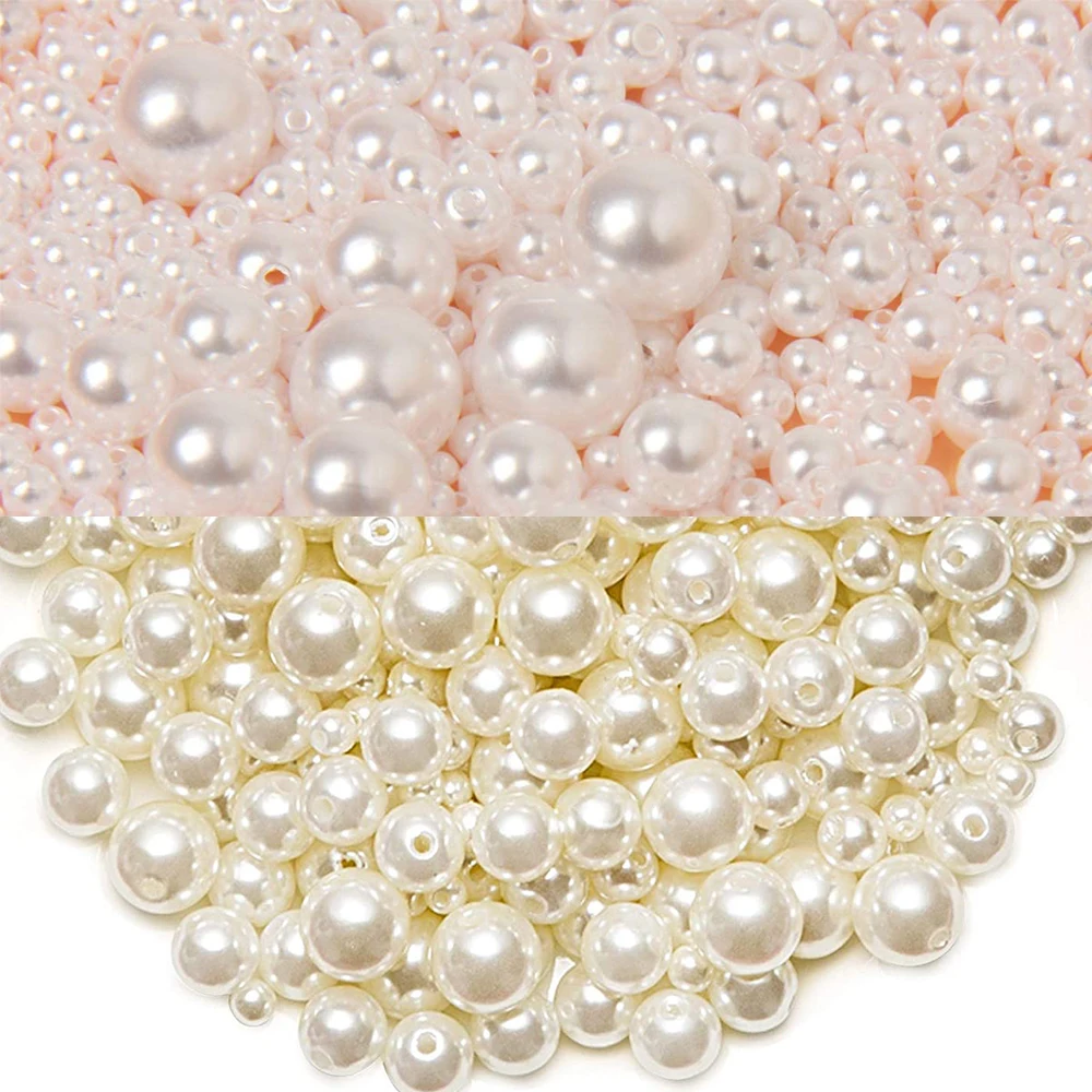 Glass Pearl Round Beads with hole for Jewelry Making Crafts 3/4/6/8/10/12/14 mm 