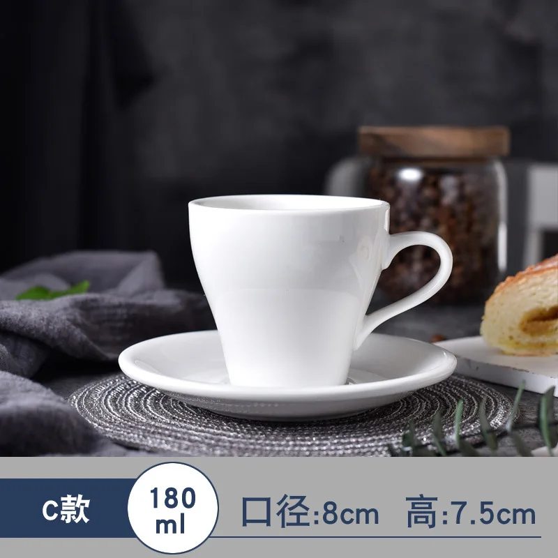 180ml shrink cup Чисто белая керамическая кофейная чашка и блюдце набор простой послеобеденный чай мульти-емкость Толстая чашка кафе отеля - Цвет: 180ml shrink cup