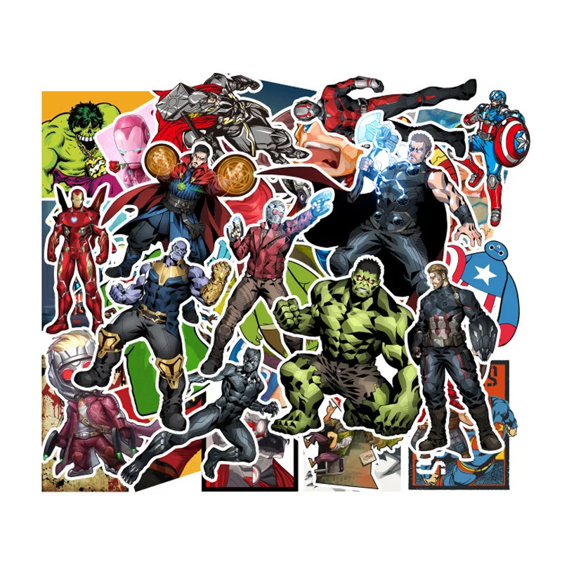 50 шт. аниме Marvel наклейки с супергероями мини-постер фильма наклейки для автомобиля ноутбук скейтборд Скрапбукинг DIY Дневник холодильник телефон
