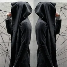 Хип-Хоп Уличная одежда толстовки унисекс зимняя длинная секция с капюшоном плащ накидка Толстовка Куртка кофты для мужчин Новинка