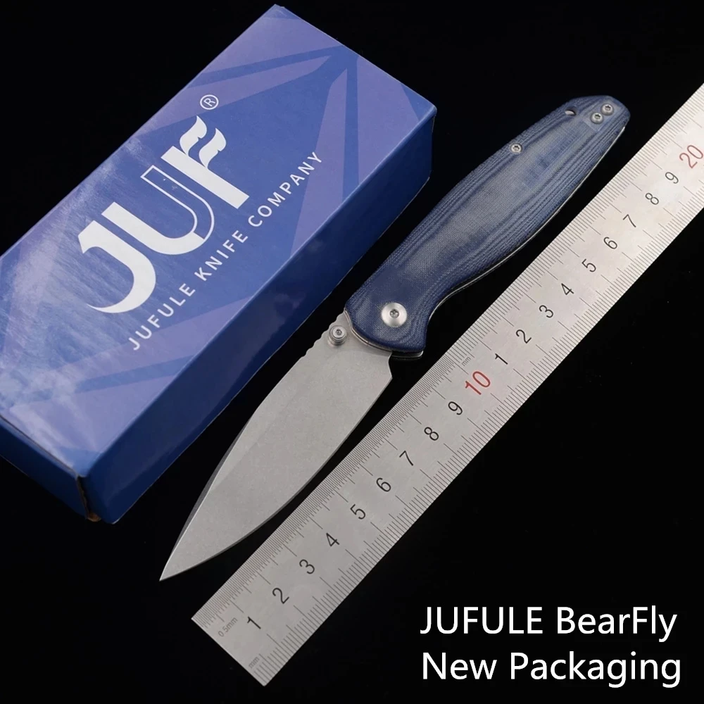 Складной нож JUFULE BearFly практичный Карманный клинок из джинсовой ткани D2 с ручкой