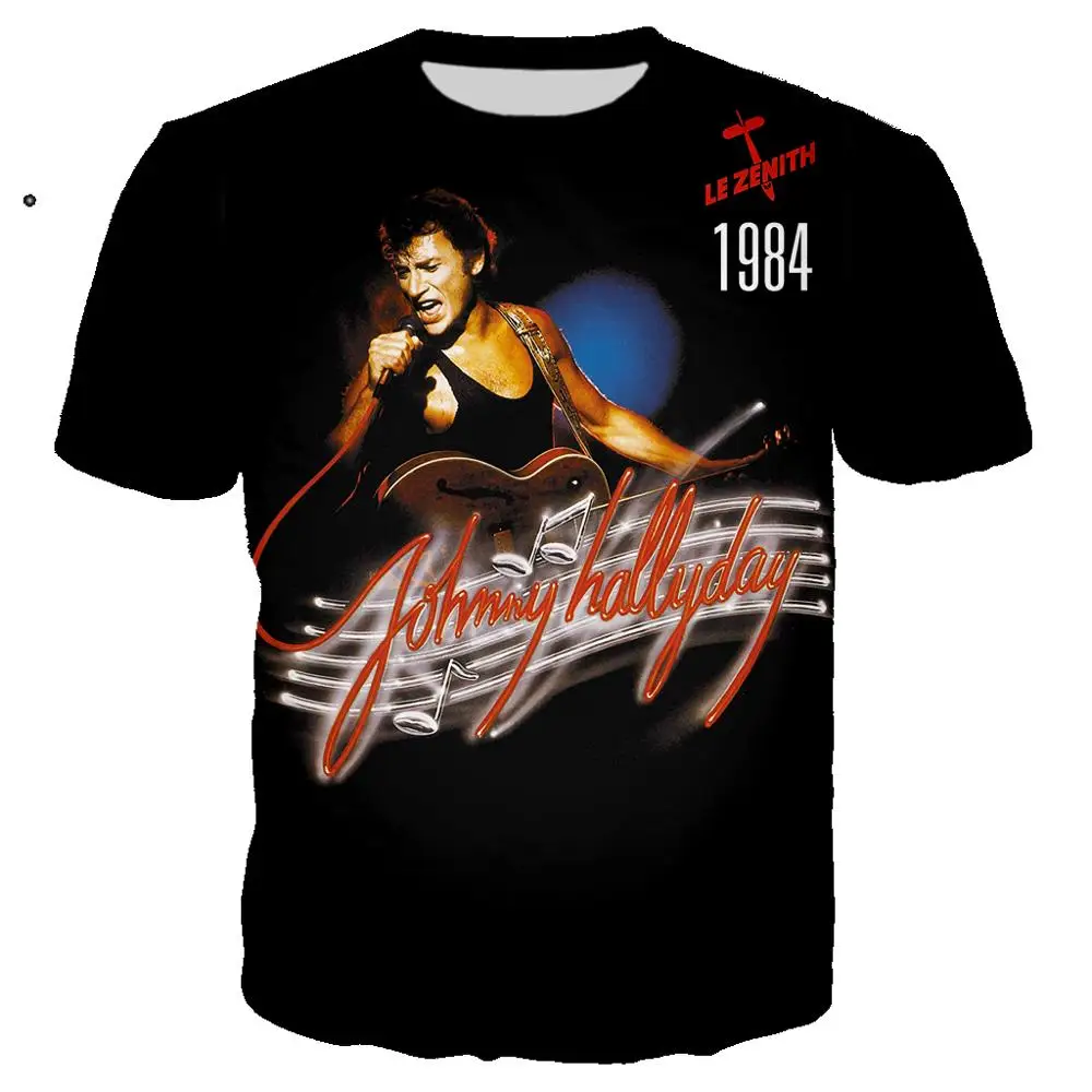 

Popular French Singer Johnny Halliday t shirt 3D Print Rock tshirt Unisex Casual Streetwear hip hop clothes harajuku Tops 6XL