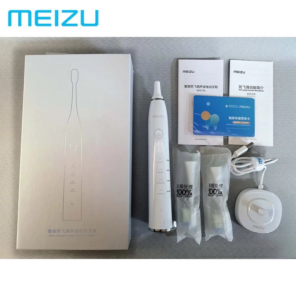 Новинка MEIZU AET01 анти-брызг акустическая электрическая зубная щетка Беспроводная зарядка IP7 моющаяся электронная отбеливающая зубная щетка