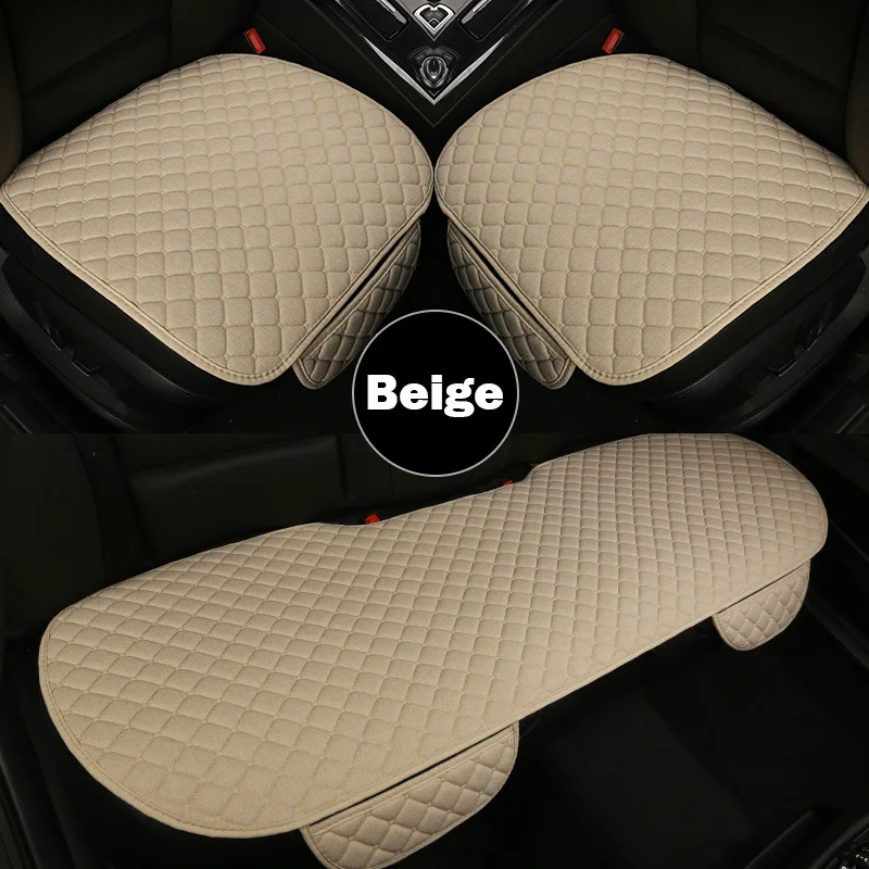 

Flax Car Seat Cover Front Rear Linen Fabric Plus Size Cushion Breathable Protector Mat Pad Auto Interior Styling Truck SUV Van