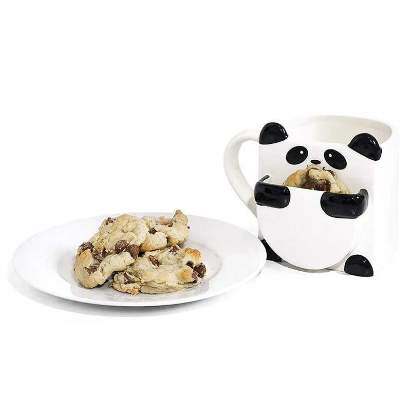New-3D Cartoon Panda Coffee Mugs Double Biscuits Ceramic Tea Cups Creative Mark Drinkware Christmas Gifts