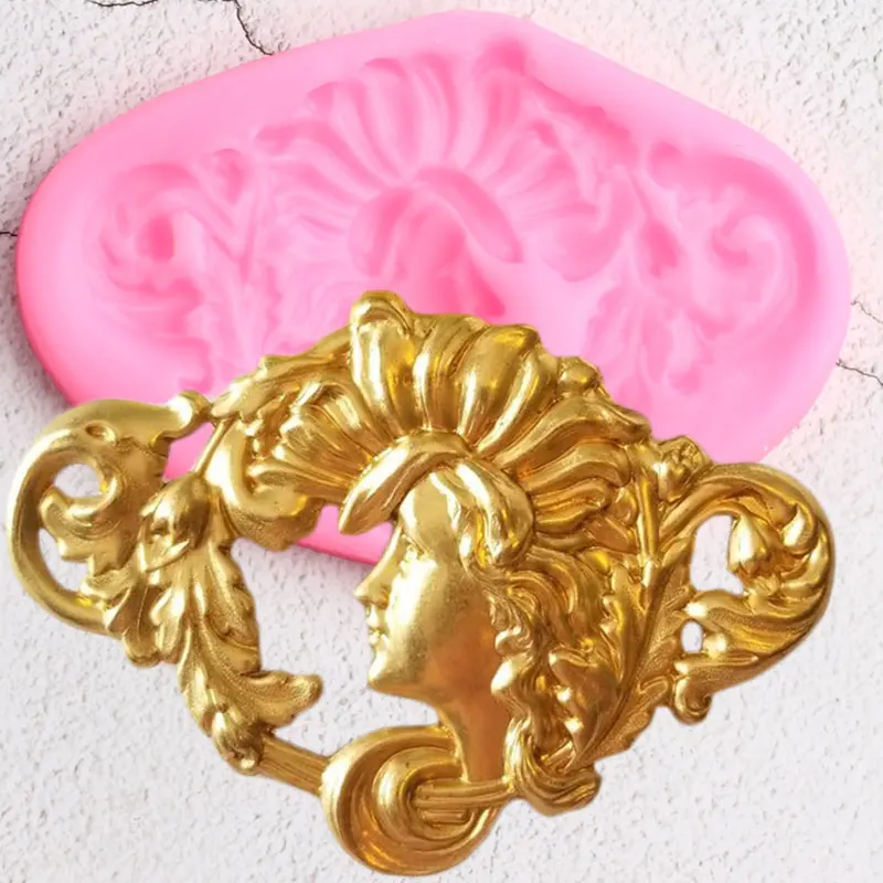 

Goddess Cake Border Silicone Molds Scroll Leaves Cupcake Topper Fondant Candy Chocolate Mold Rose Flower Cake Decorating Tools