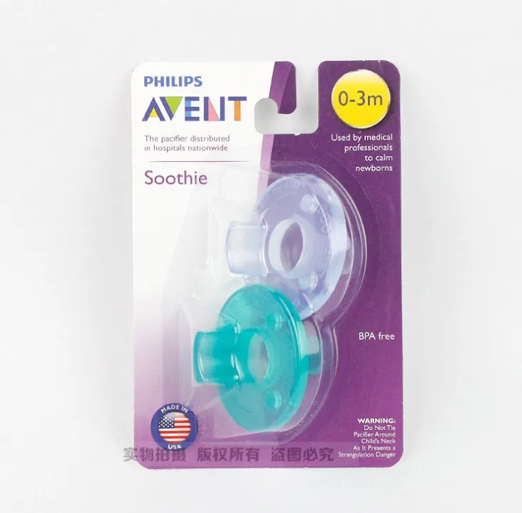 Avent пустышка Avent Ортодонтическая пустышка Avent Soothie соска BPA-Free Dummy-0-3M 2 шт - Цвет: Небесно-голубой