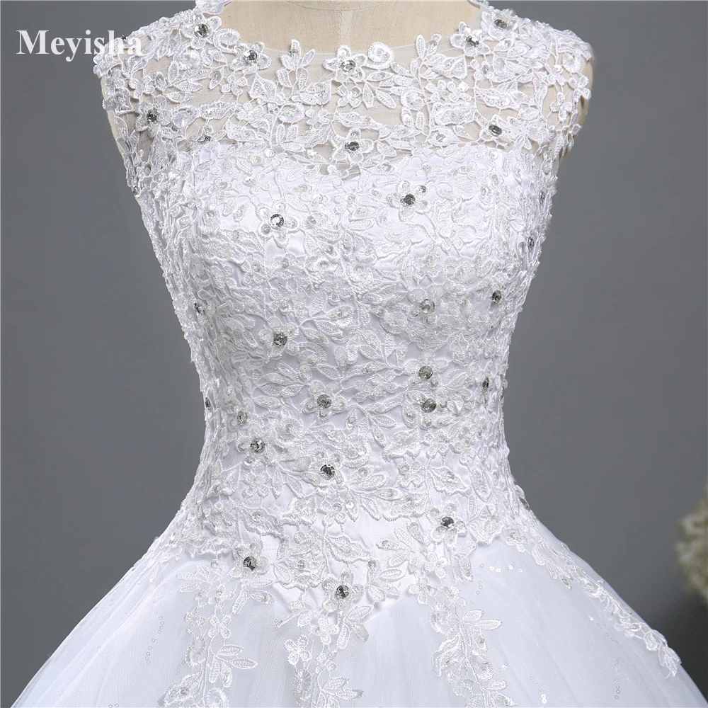 ZJ9128 стиль Мода белый цвет слоновой кости o-образный Вырез свадебные платья для невест размера плюс Макси Формальные с кружевным краем внизу