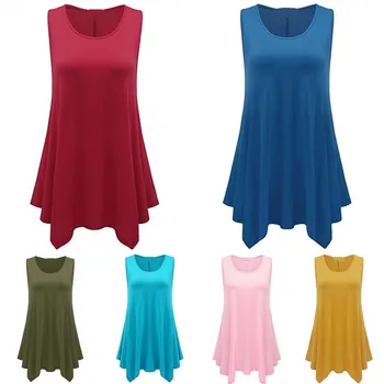 

Daily OWLPRINCESS 2020 New Large Size Dress Long Vest T-shirt Loose Collar Solid Color T-shirt