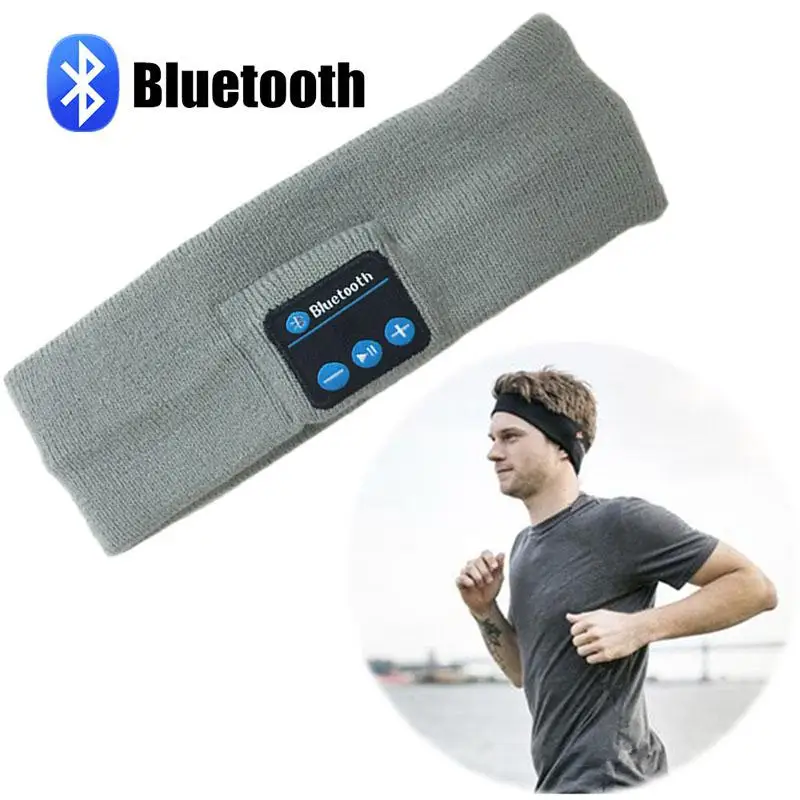 Studyset Bluetooth вязаная повязка на голову Sweatband беспроводные наушники гарнитура динамик упражнения серый белый
