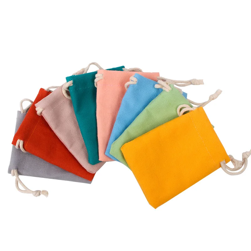 50pcs/Lot 10x15cm Shopping Bag Cotton Fabric Portable Plaid Grocery Bags Drawstring Pouches Travel Storage Bag Bag