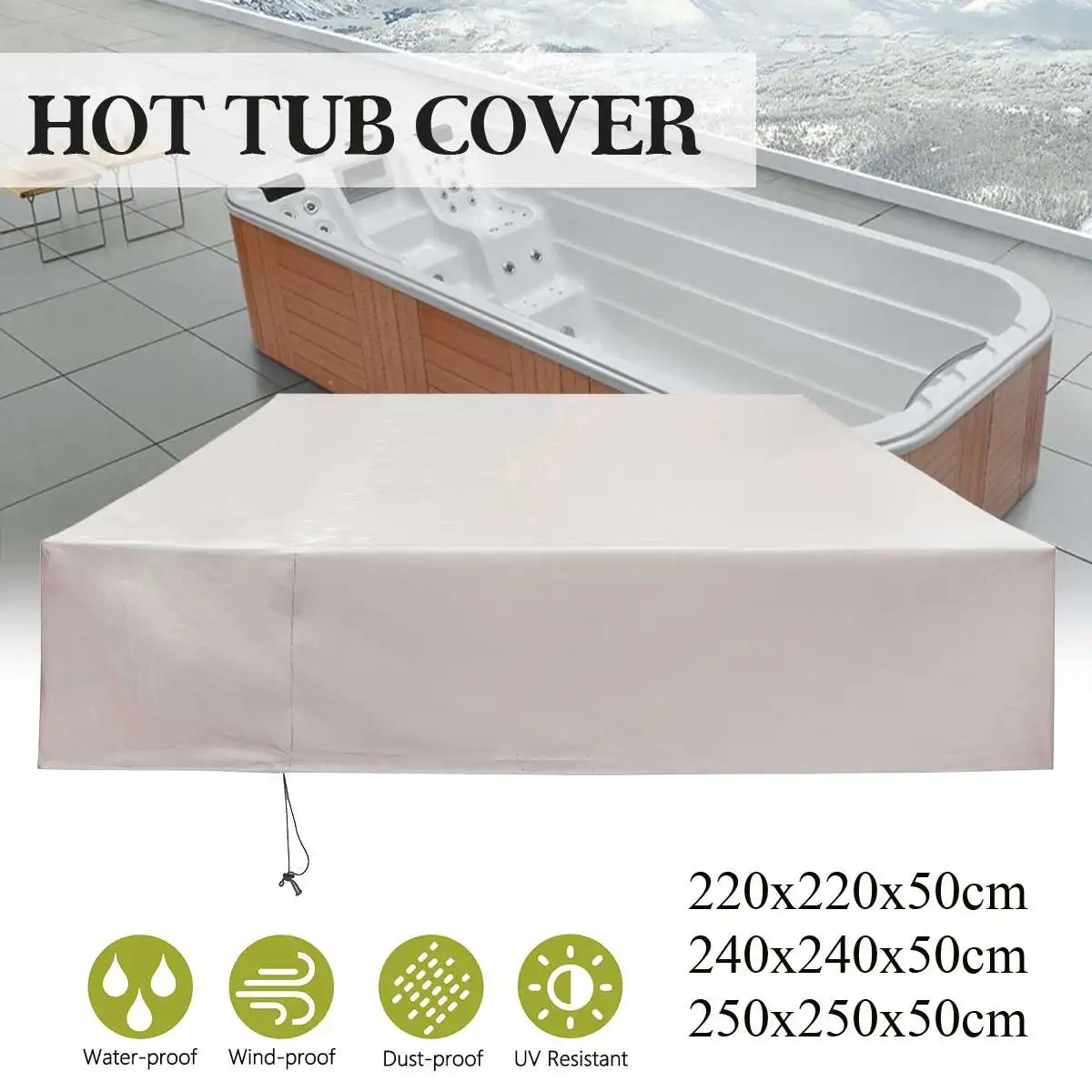 

Xueqin 3 Size 50CM Hot Tub Cover Protect Large Durable UV Proof Spa Outdoor Bathtubr Guard Dust Cap Spa Covers